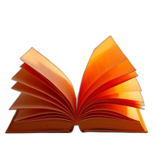 crown, hat, weapon, 3d render, open, book, orange, pages transparent PNG cut-out