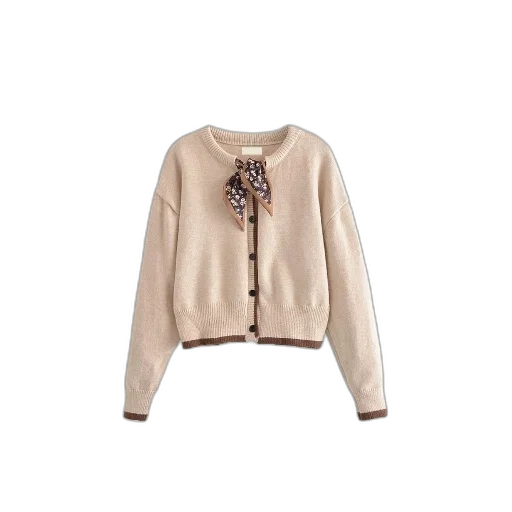 jacket, earth tones, beige, cardigan, long, sleeves, round, neckline transparent PNG cut-out
