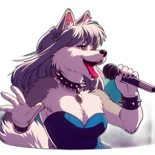 staff, animal, cartoon, vaporwave, anime, concept art, anthropomorphic, wolf-like transparent PNG cut-out