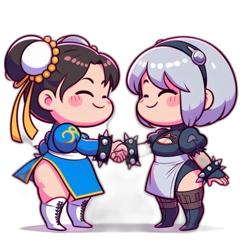 staff, concept art, pixel art, anime, fantasy art, two, animated, characters transparent PNG cut-out