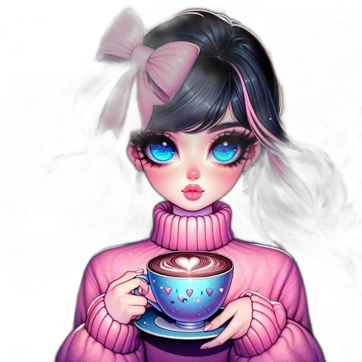 face, fantasy art, anime, vaporwave, pixel art, fog, snow, pastel transparent PNG cut-out