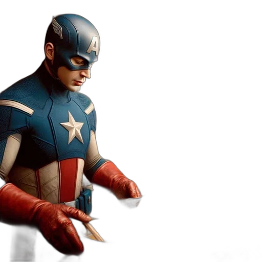comic book art, 3d render, concept art, photorealistic, captain, america, dressed, his transparent PNG cut-out