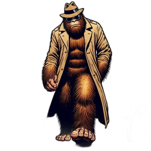 jacket, animal, creature, staff, comic book art, concept art, cartoon, anthropomorphic transparent PNG cut-out
