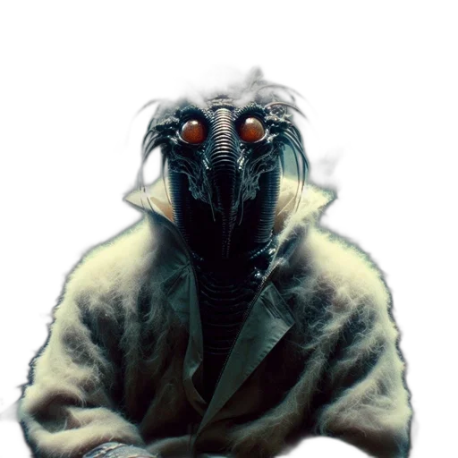 creature, mask, jacket, animal, concept art, cyberpunk, fantasy art, pixel art transparent PNG cut-out