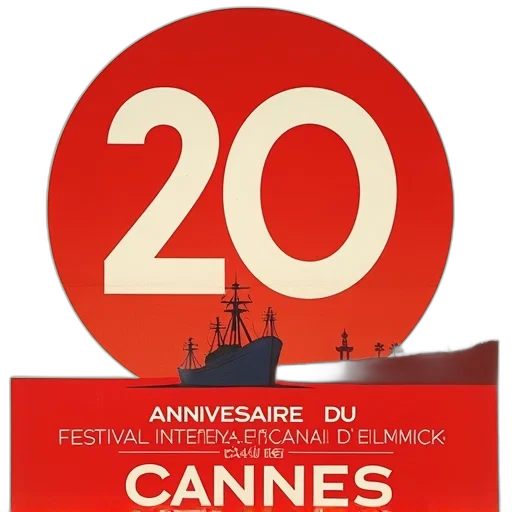 vintage, poster, celebrating, 20th, anniversary, cannes, film, festival transparent PNG cut-out
