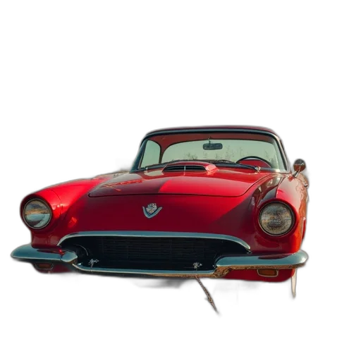 car, 3d render, photorealistic, concept art, american, flag, red, old transparent PNG cut-out