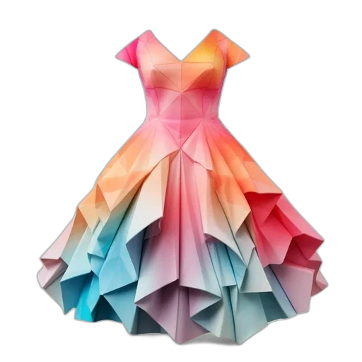 dress, 3d render, photorealistic, watercolor, concept art, pastel, colorful, neon transparent PNG cut-out