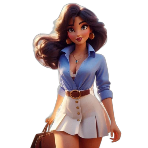dress, jacket, staff, concept art, 3d render, fantasy art, cartoon, animated transparent PNG cut-out
