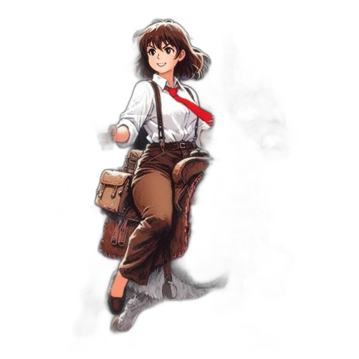 jacket, staff, dress, umbrella, concept art, watercolor, pixel art, anime transparent PNG cut-out
