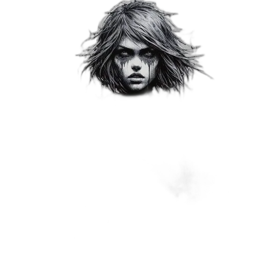 hair, face, creature, mask, pencil sketch, photorealistic, comic book art, concept art transparent PNG cut-out