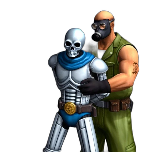 robot, weapon, mask, concept art, comic book art, pixel art, 3d render, urban transparent PNG cut-out