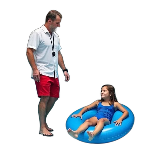 underwater, man, white, shirt, red, shorts, walking, water transparent PNG cut-out
