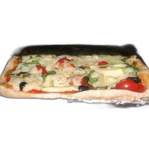 food, 3d render, photorealistic, oil painting, rectangular, pizza, toppings, like transparent PNG cut-out