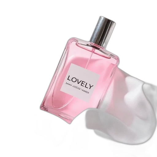 bottle, jewelry, pink, perfume, silver, cap, placed, white transparent PNG cut-out