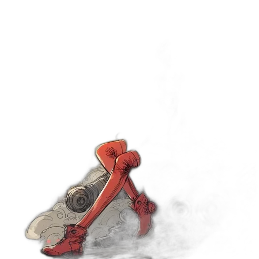 shoes, mask, weapon, robot, comic book art, concept art, 3d render, watercolor transparent PNG cut-out