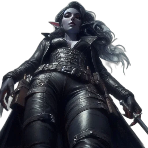 staff, concept art, fantasy art, comic book art, photorealistic, dark, woman, elf-like transparent PNG cut-out