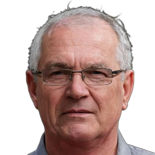 face, staff, hair, jacket, photorealistic, elderly, man, short transparent PNG cut-out