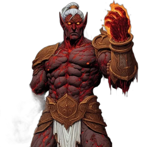 concept art, fantasy art, comic book art, pixel art, red, imposing, gold-armored, figure transparent PNG cut-out