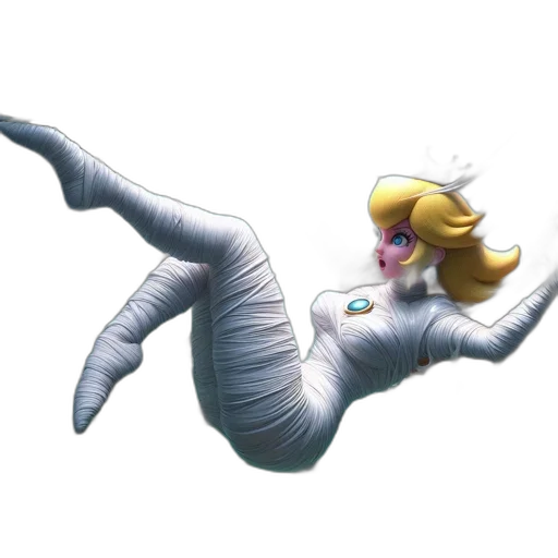 hair, dress, creature, staff, concept art, 3d render, vaporwave, pixel art transparent PNG cut-out