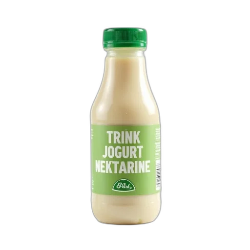 bottle, bio, yogurt, drink, green, cap, label, reads transparent PNG cut-out