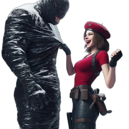 jacket, concept art, comic book art, cyberpunk, outer space, woman, red, outfit transparent PNG cut-out