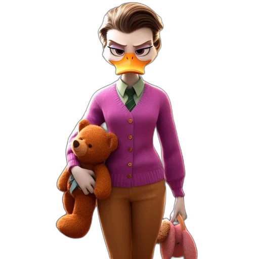 mask, concept art, cartoon, 3d render, pixel art, anthropomorphic, duck-faced, figure transparent PNG cut-out