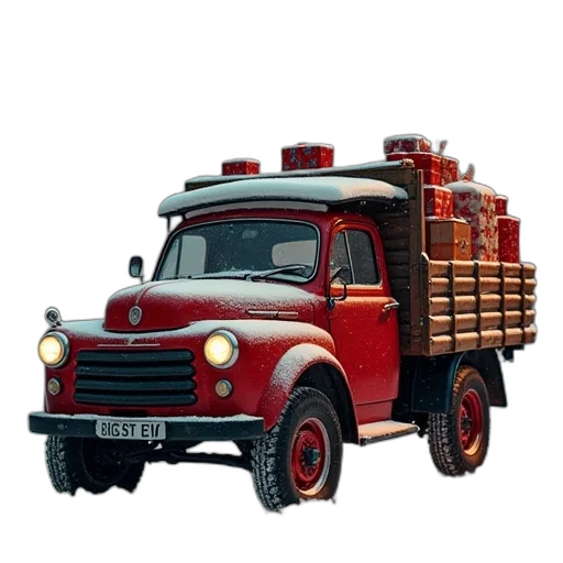 car, 3d render, concept art, photorealistic, old, fiat, truck, covered transparent PNG cut-out