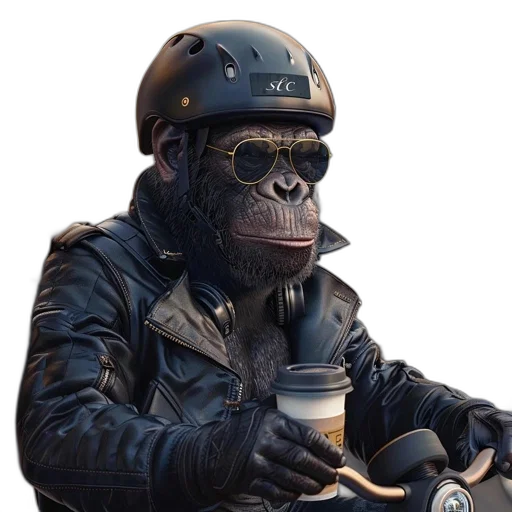 animal, mask, creature, concept art, 3d render, photorealistic, cyberpunk, chimpanzee transparent PNG cut-out