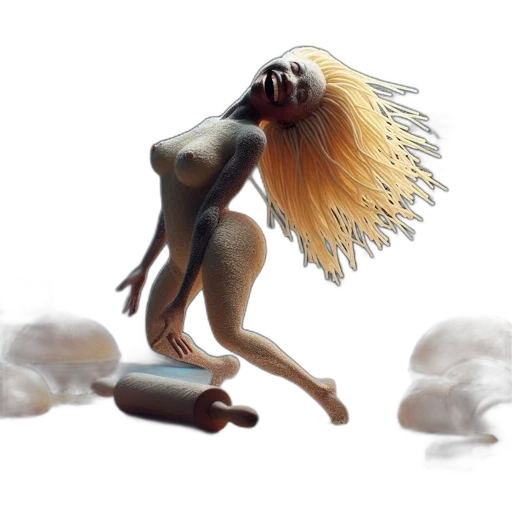 hair, creature, concept art, 3d render, fantasy art, photorealistic, fire, surreal transparent PNG cut-out