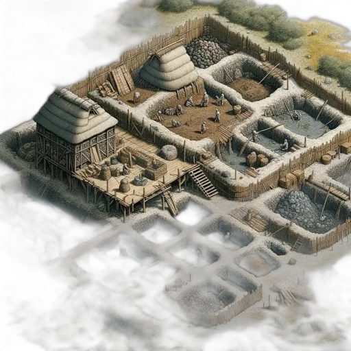concept art, fantasy art, 3d render, photorealistic, fog, snow, ancient, village transparent PNG cut-out