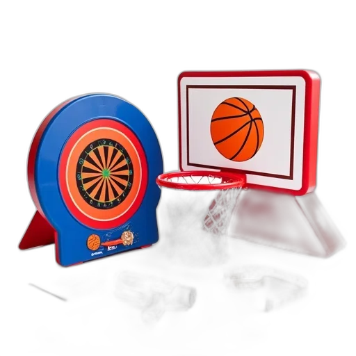 set, indoor, basketball, equipment, displayed, including, hoop, dartboard transparent PNG cut-out