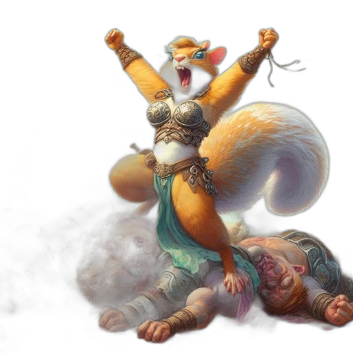 dragon, concept art, fantasy art, 3d render, photorealistic, anthropomorphic, squirrel, wearing transparent PNG cut-out