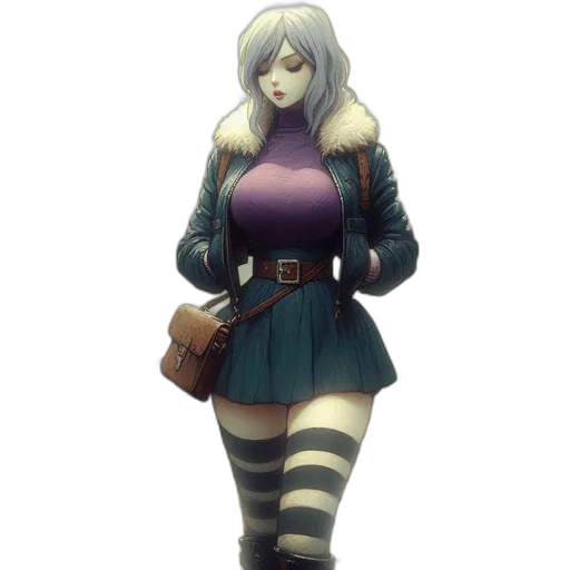 dress, robot, jacket, concept art, fantasy art, 3d render, pixel art, monochrome transparent PNG cut-out
