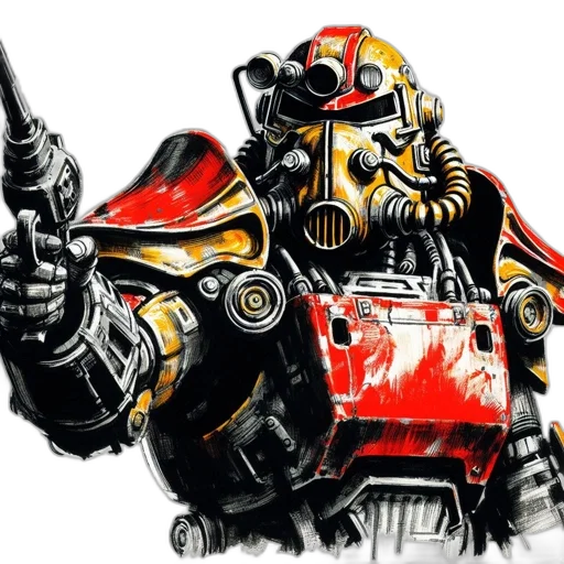 robot, weapon, mask, concept art, watercolor, comic book art, fantasy art, robotic transparent PNG cut-out