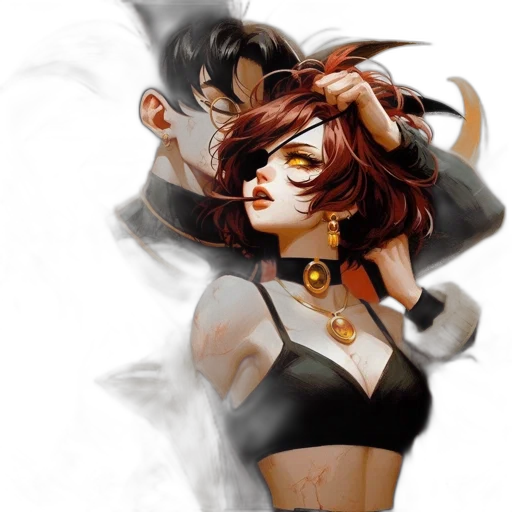 mask, fantasy art, concept art, comic book art, anime, fire, dark, golden transparent PNG cut-out
