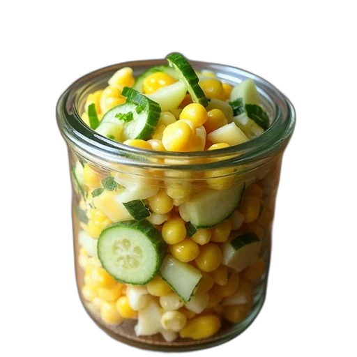 food, crown, photorealistic, glass, jar, filled, salad, corn transparent PNG cut-out