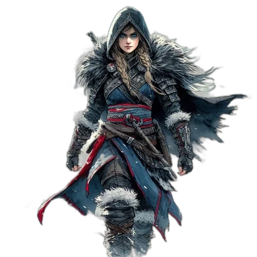 jacket, sword, weapon, concept art, fantasy art, comic book art, pixel art, snow transparent PNG cut-out