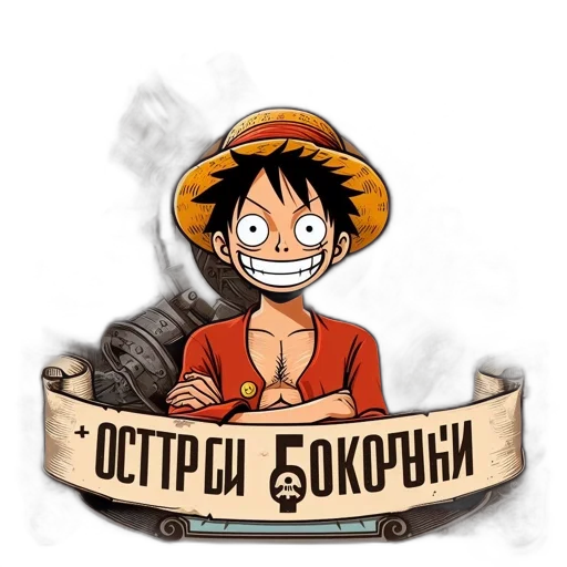 hat, cartoon, anime, comic book art, concept art, character, luffy, one transparent PNG cut-out