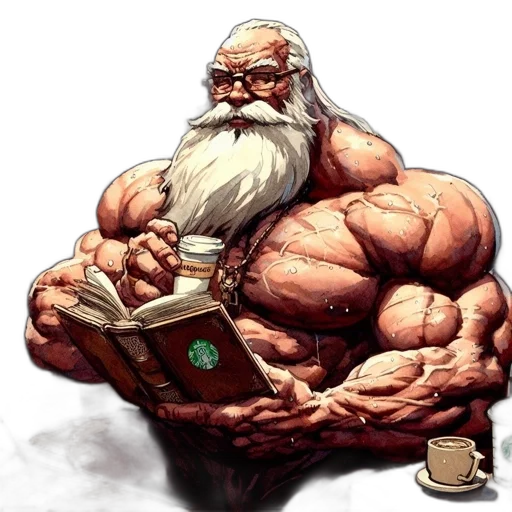 food, concept art, comic book art, fantasy art, photorealistic, muscular, bearded, man transparent PNG cut-out