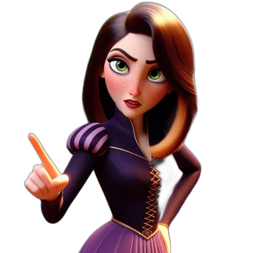 staff, dress, 3d render, cartoon, concept art, fantasy art, animated, female transparent PNG cut-out