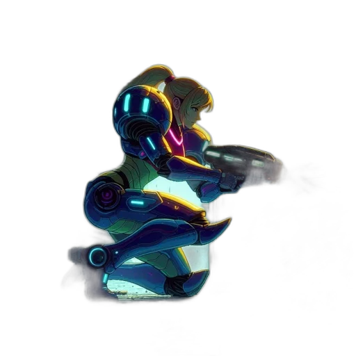 jewelry, robot, weapon, staff, vaporwave, 3d render, concept art, pixel art transparent PNG cut-out