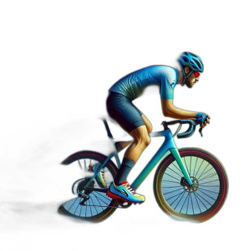 3d render, concept art, athlete, cycles, speed, vibrant, clothing, against transparent PNG cut-out