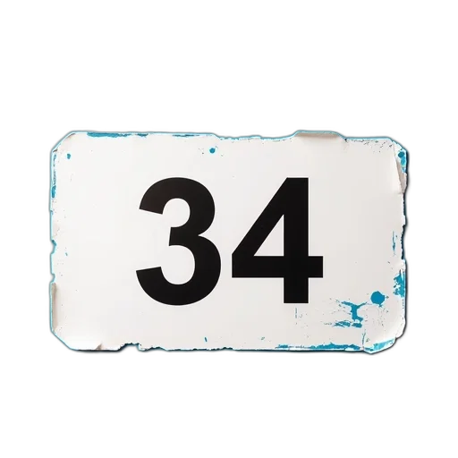 3d render, white, rectangular, sign, number, black, placed, blue transparent PNG cut-out