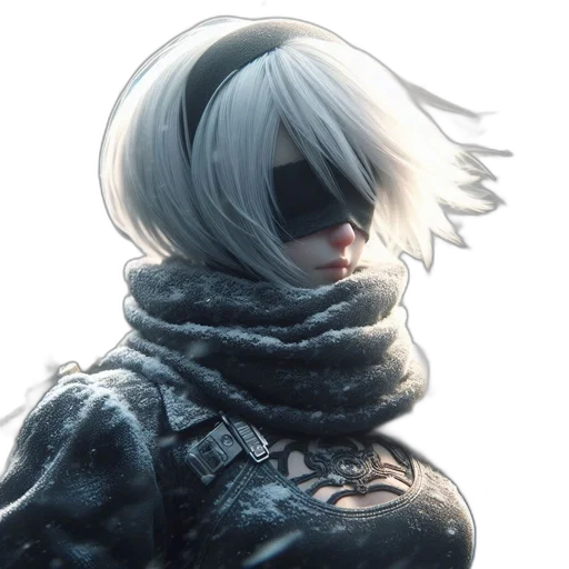 face, jacket, mask, weapon, concept art, cyberpunk, comic book art, anime transparent PNG cut-out