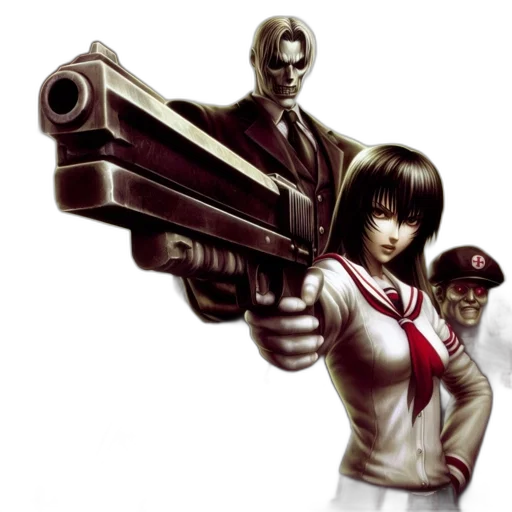 weapon, concept art, comic book art, pixel art, dimly, lit, environment, woman transparent PNG cut-out