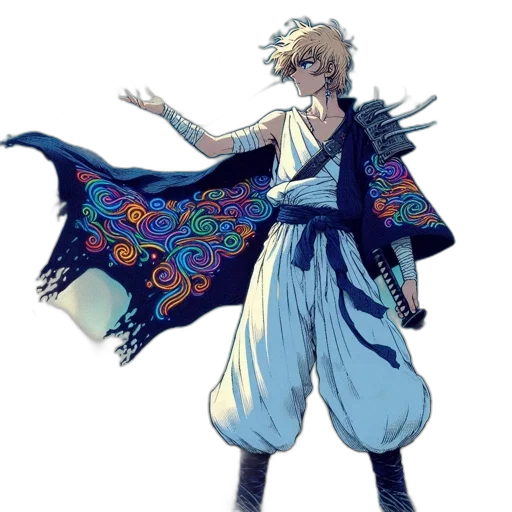 dragon, dress, sword, concept art, fantasy art, pixel art, anime, blue transparent PNG cut-out
