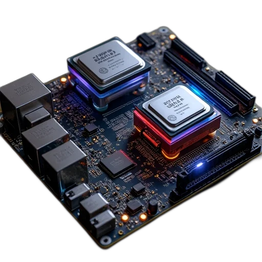 crown, robot, 3d render, motherboard, mother, top, side, two transparent PNG cut-out