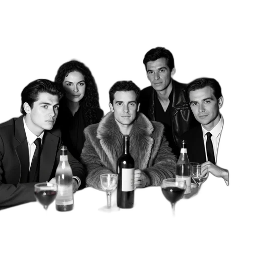 staff, jacket, fire, black, white, photograph, group, people transparent PNG cut-out