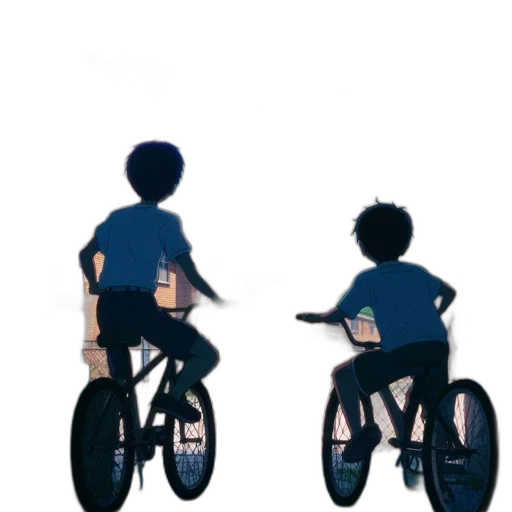 anime, concept art, 3d render, pixel art, blue, two, boys, sit transparent PNG cut-out
