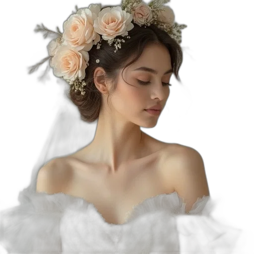 dress, jewelry, crown, face transparent PNG cut-out